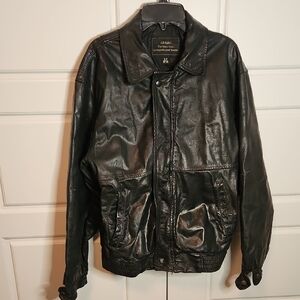 Sears Black Bomber Jacket Genuine Leather